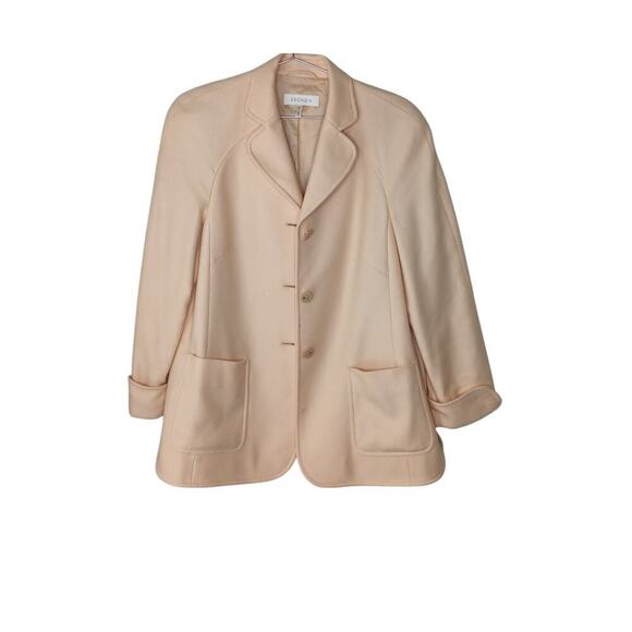 Vintage Escada Jacket Blazer Apricot Cashmere Silk Blend Button Front Size 42 - Picture 2 of 16